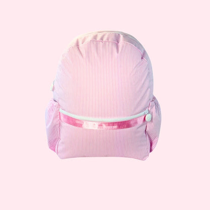 Pink Preppy Stripe ~Glossy~ Medium Backpack w/ Pockets | Mint