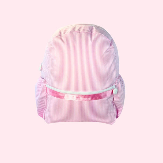 Pink Preppy Stripe ~Glossy~ Medium Backpack w/ Pockets | Mint