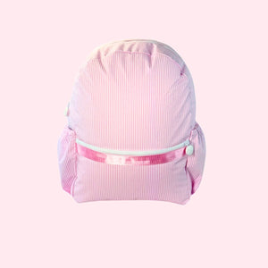 Pink Preppy Stripe ~Glossy~ Medium Backpack w/ Pockets | Mint
