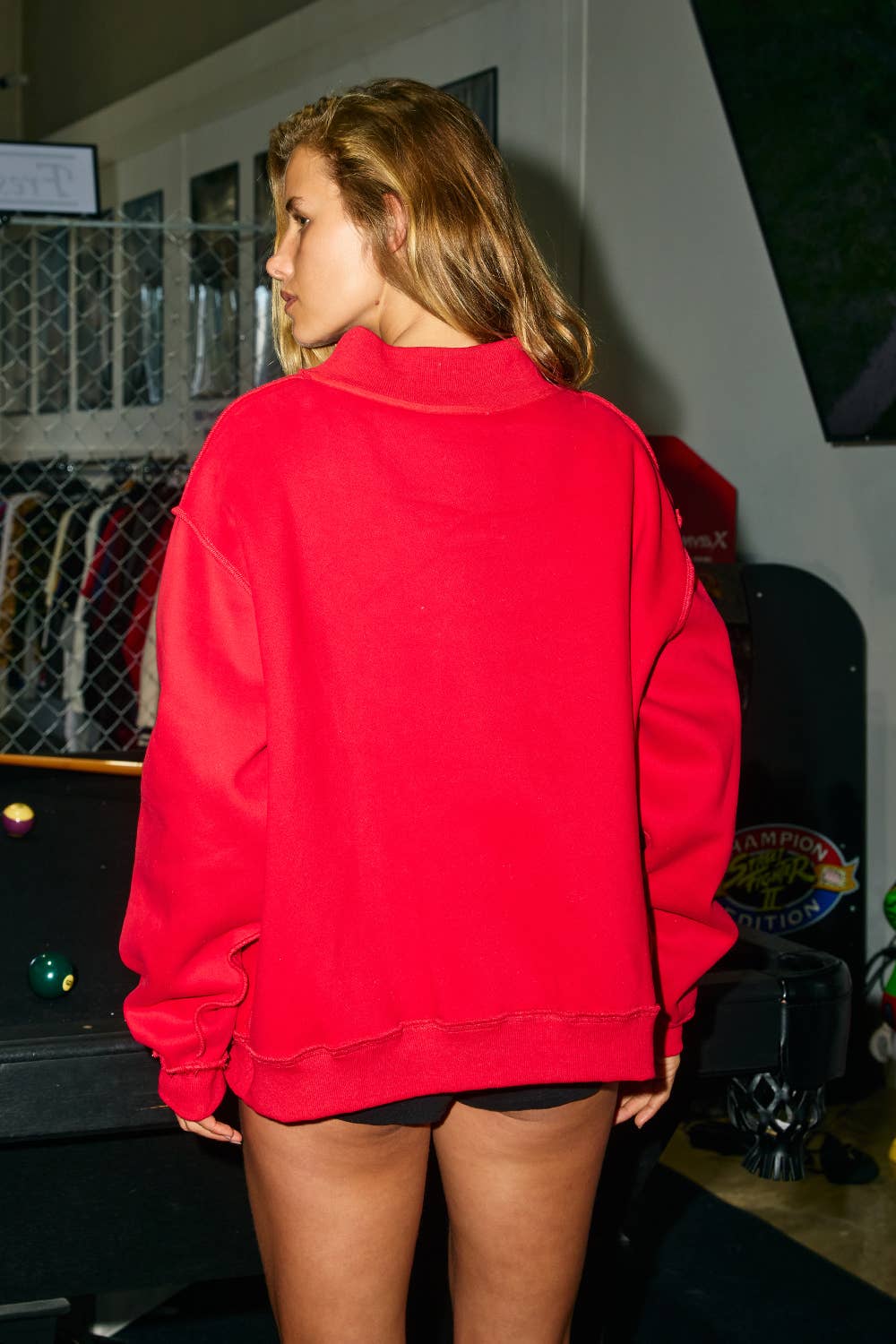 IT2594E-MERRY4 | 'MERRY' Embroidered Mock Neck Sweatshirt