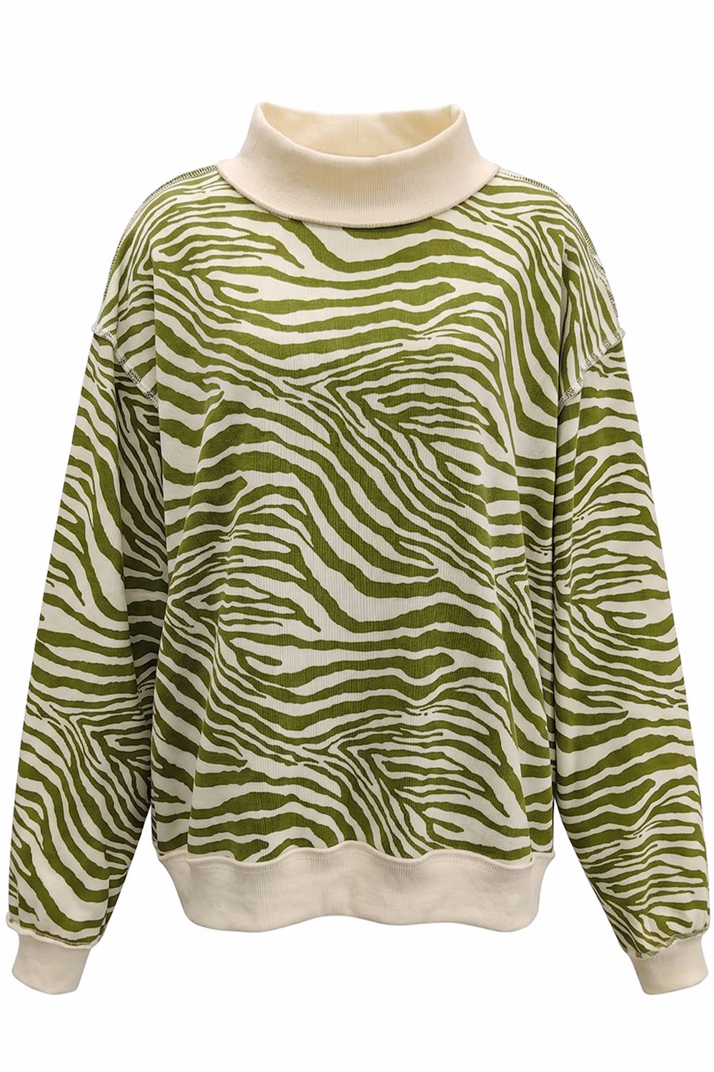 IT2594-ZEBRA | Zebra-Patterned Mock-Neck Sweatshirt