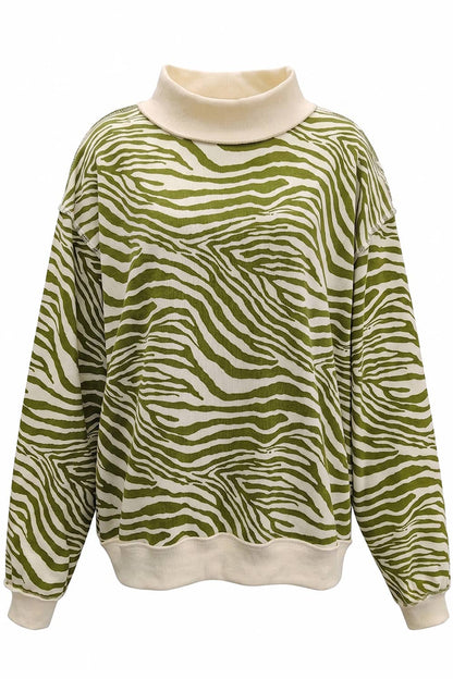 IT2594-ZEBRA | Zebra-Patterned Mock-Neck Sweatshirt