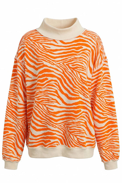 IT2594-ZEBRA | Zebra-Patterned Mock-Neck Sweatshirt