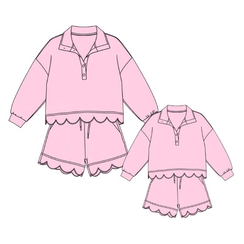 Mom & Me Pink Scalloped Sweatshirt Set - ETA NOVEMBER