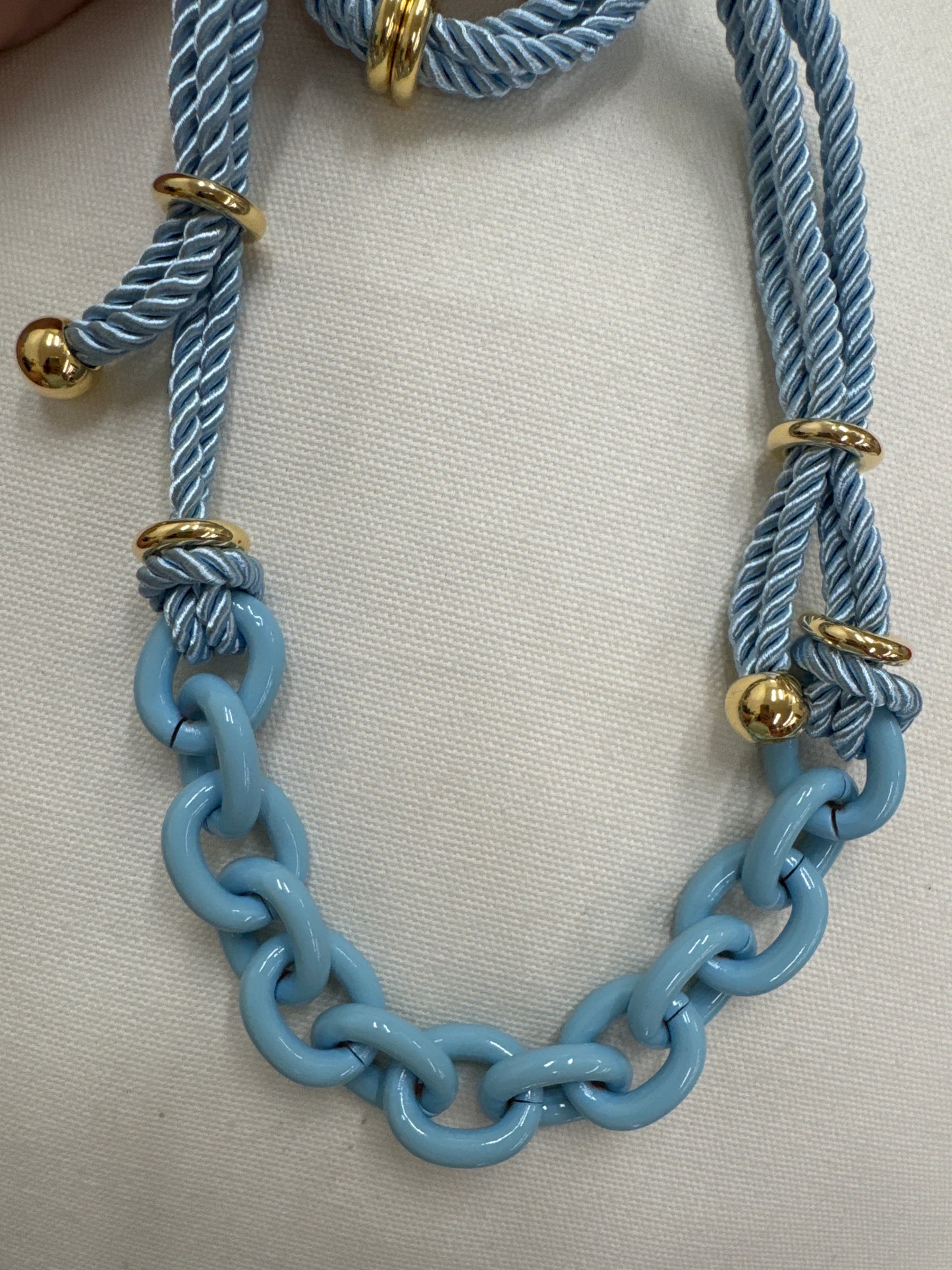 Blue Chain and Chord Necklace