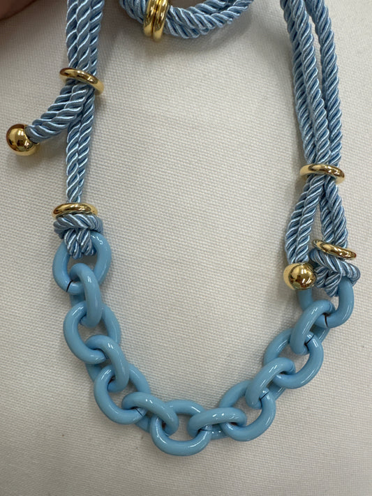Blue Chain and Chord Necklace