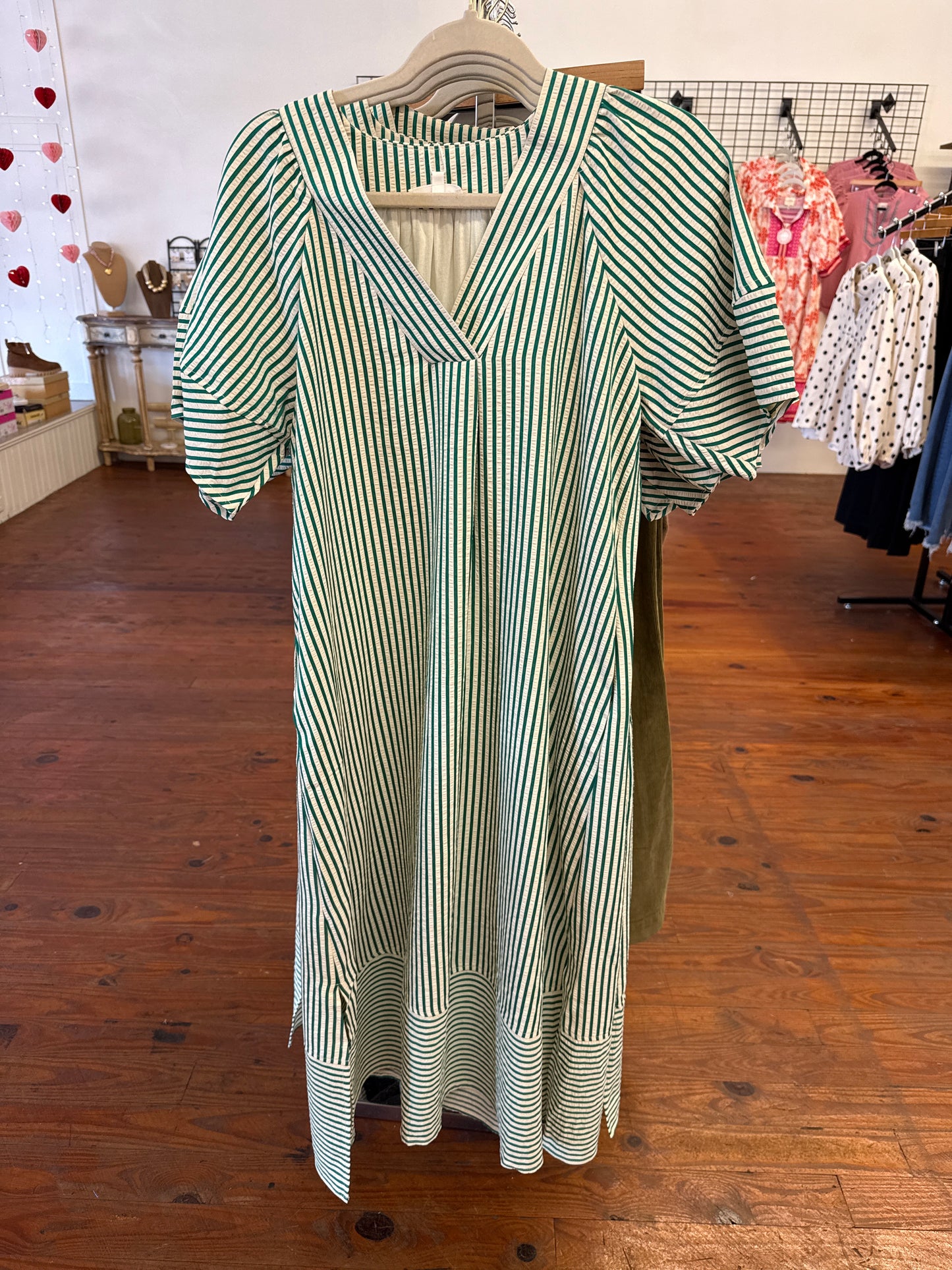 STRIPED MIDI DRESS