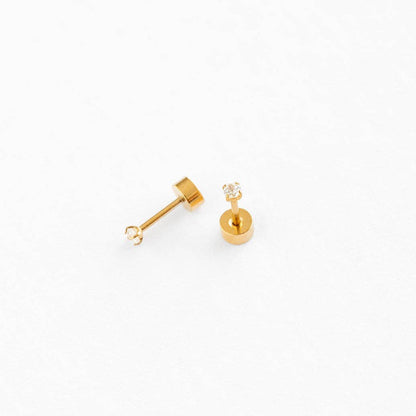 Mini Diamond Stud Earrings - Hypoallergenic, Flat Back, Girl