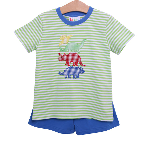 JELLYBEAN SUMMER: Dinosaur Applique Short Set