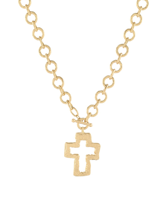 Cross Outline Pendant Chain Necklace