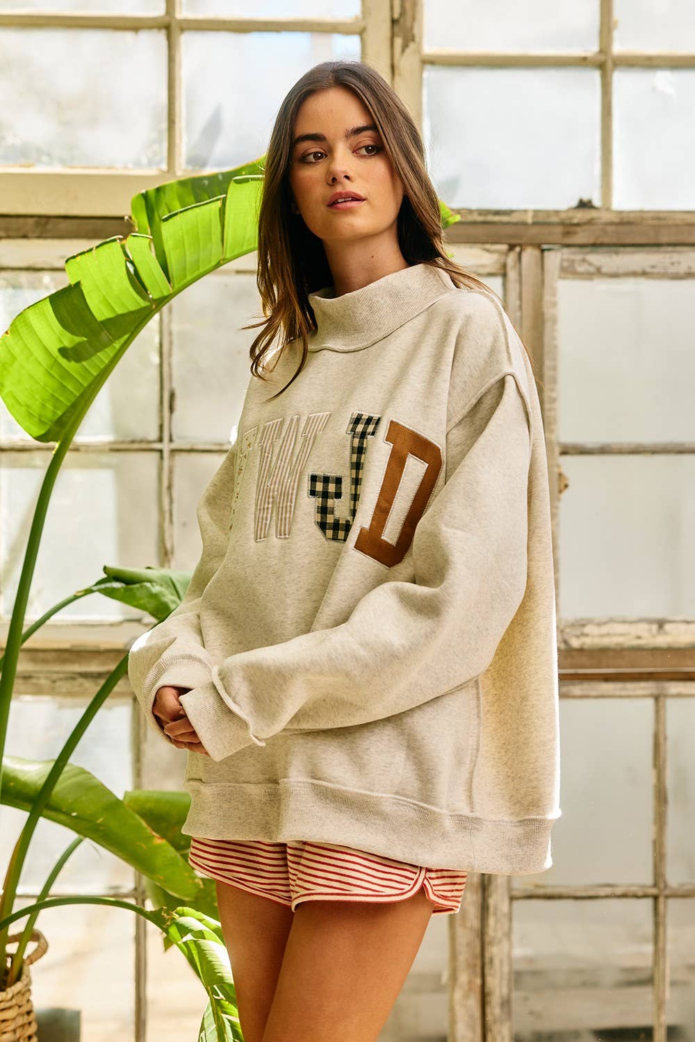 WWJD Embroidered Mock-neck Sweatshirt