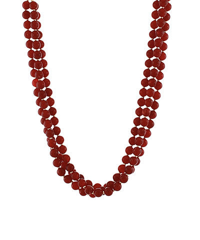 Maroon 3 Layered Round Bead Necklace