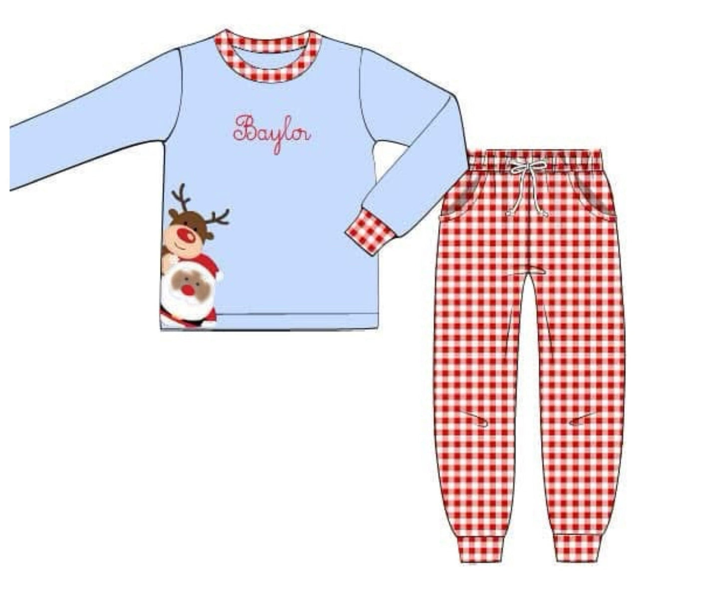 PO92 Santa & Rudolph Jogger Set Brown Santa