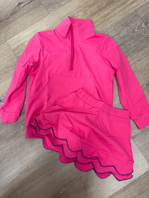 Pink Scallop Skort Set