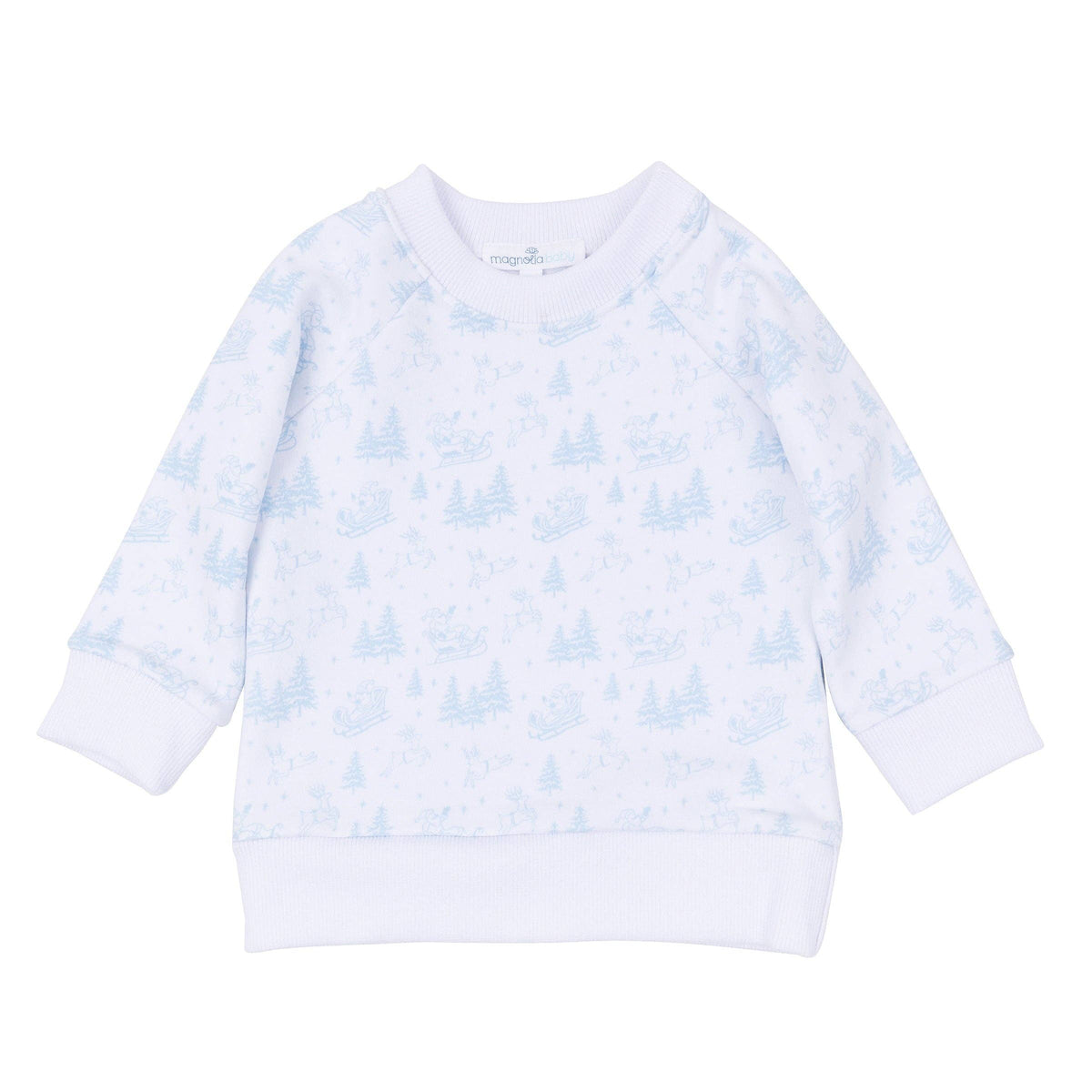 Holiday Toile Pullover Sweatshirt - White Light Blue