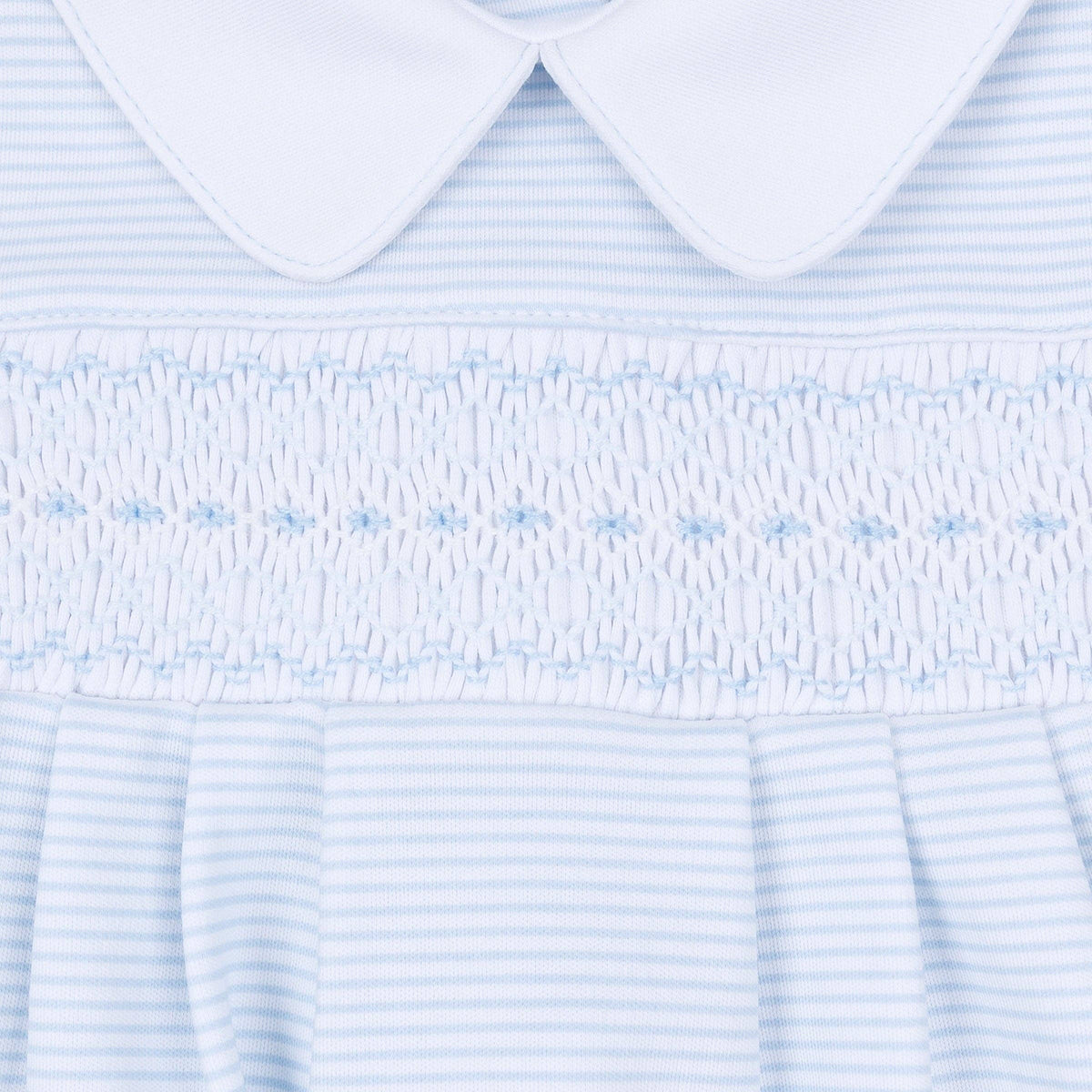 Benjamin Smocked Long Sleeve Bubble - Light Blue