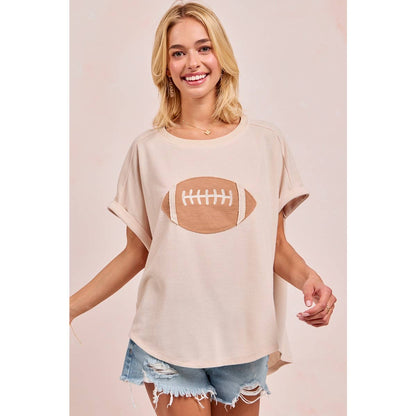 GAMEDAY FOOTBALL PATCHWORK WAFFLE SHORT TOP