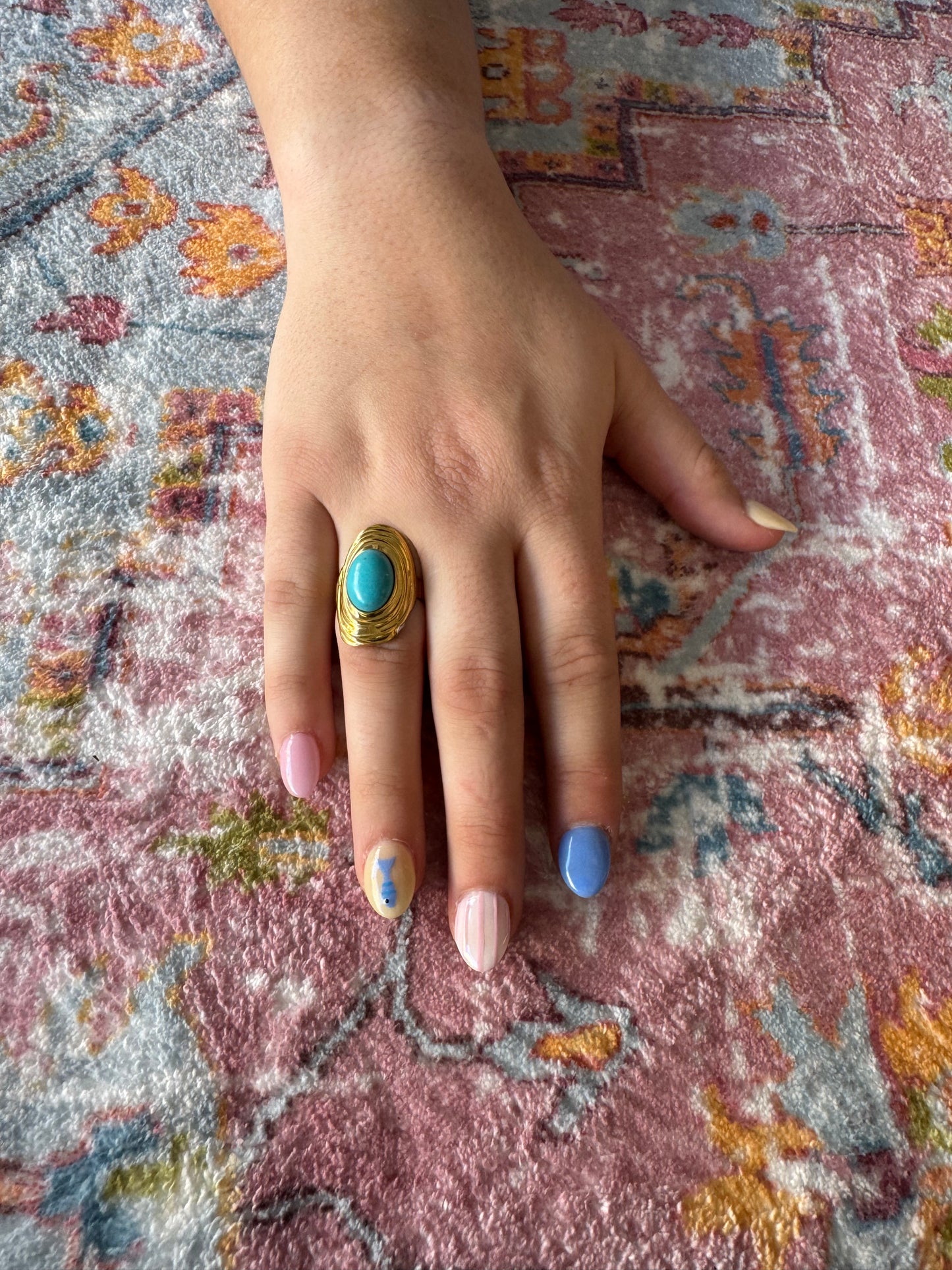 Hart Designs Turquoise & White Oval Ring