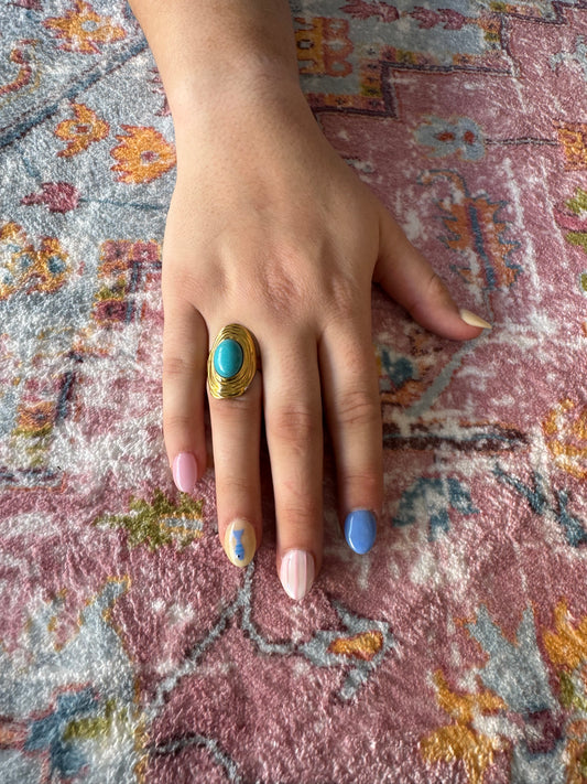 Hart Designs Turquoise & White Oval Ring