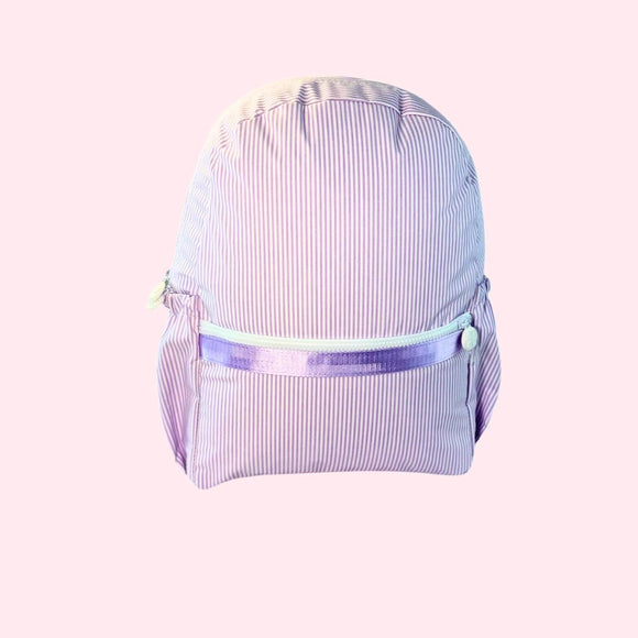 Lilac Preppy Stripe ~Glossy~ Medium Backpack w/ Pockets | Mint