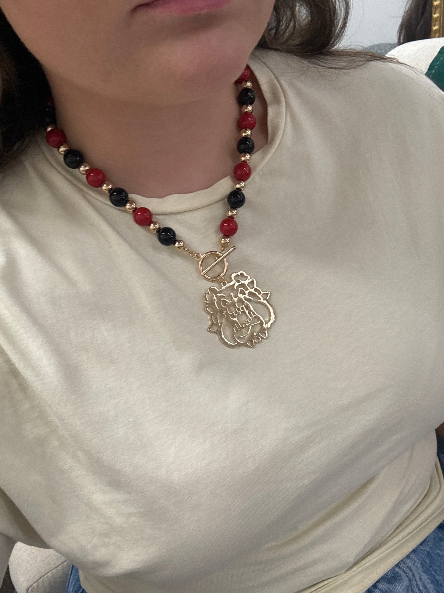 Red, Black & Gold Dawg Necklace