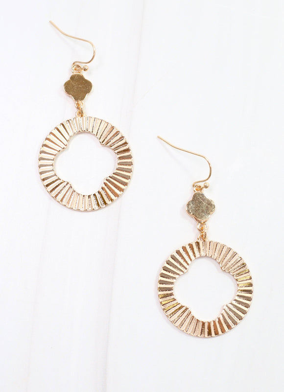 Flanigan Open Clover Drop Earring Gold