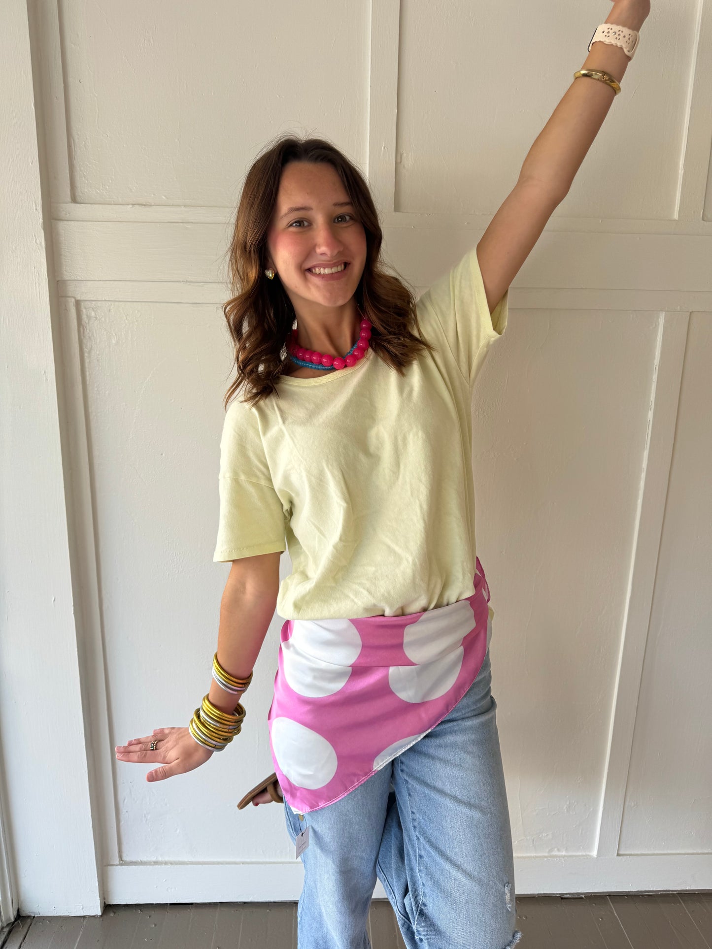 HD Pink Polka Dot Scarf