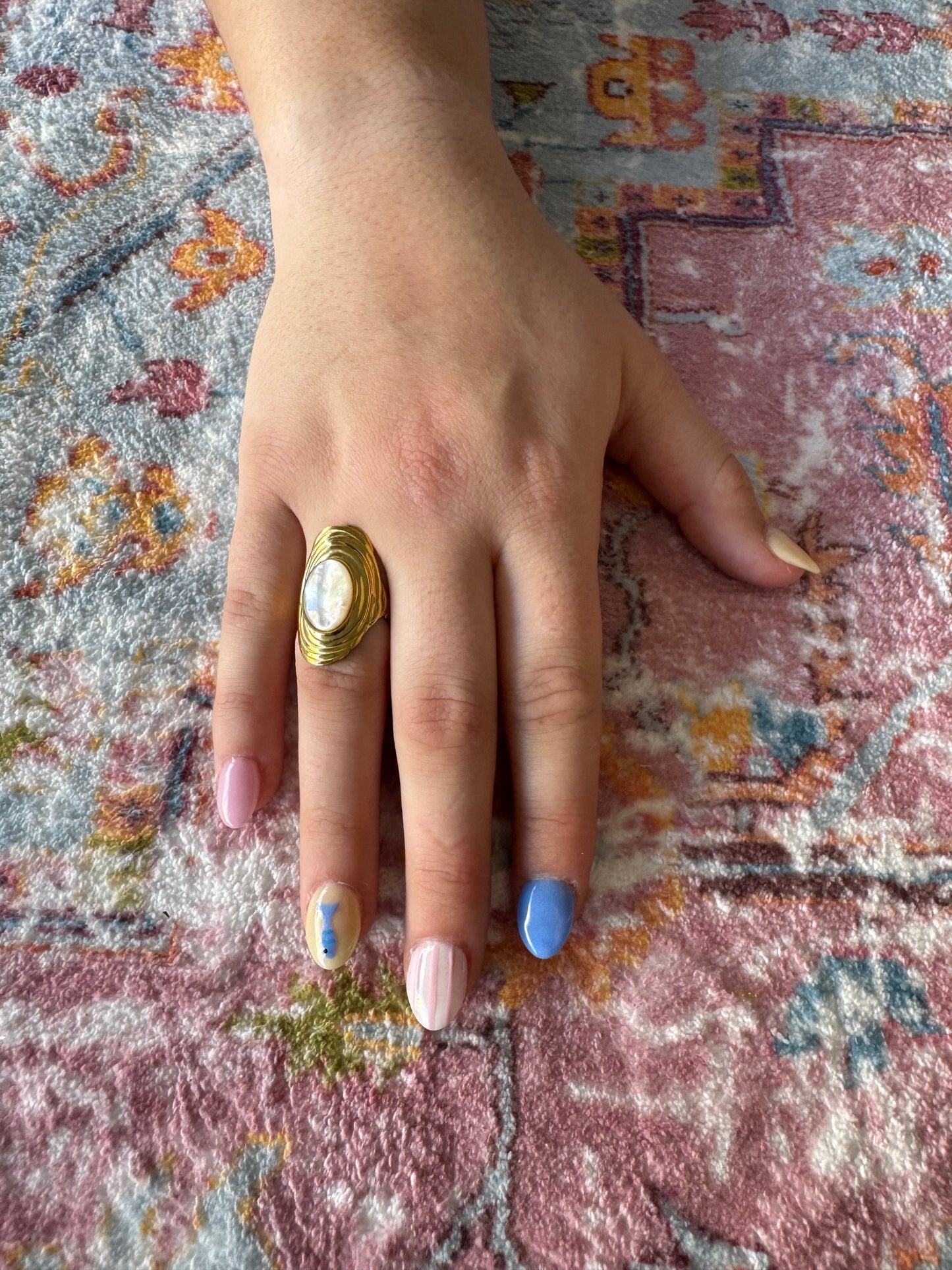 Hart Designs Turquoise & White Oval Ring