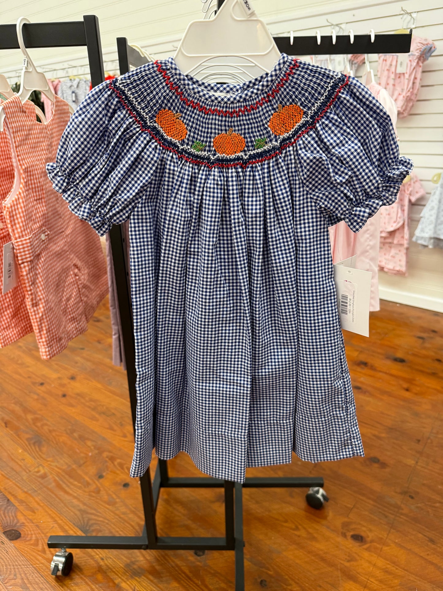 Smocked Gingham Pumpkin Dress