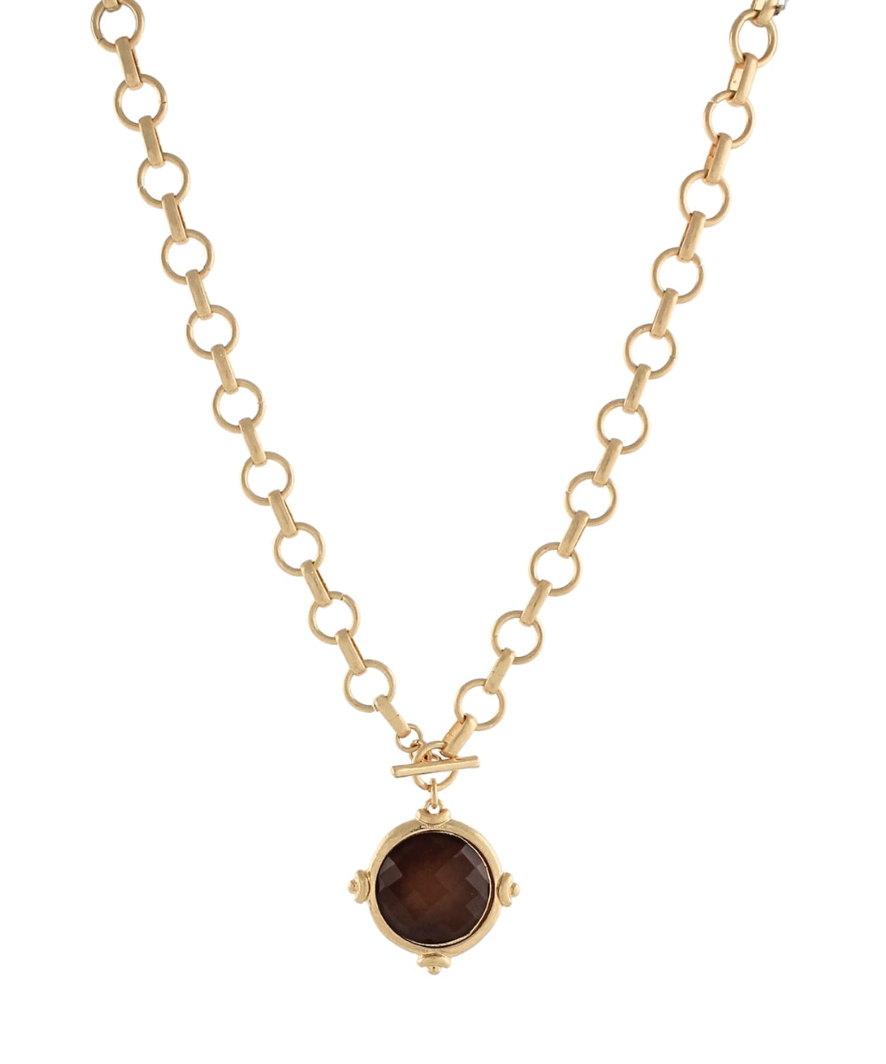 Framed & Faceted Stone Necklace