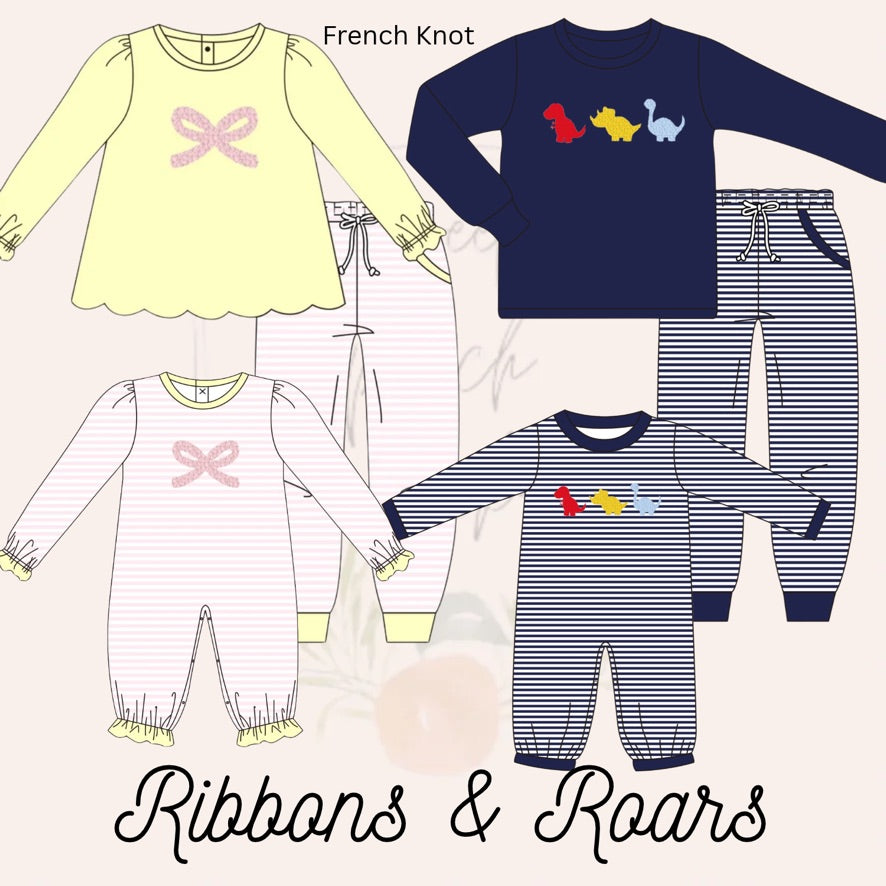 Ribbons & Roars Girls Pant Set - ETA JANUARY