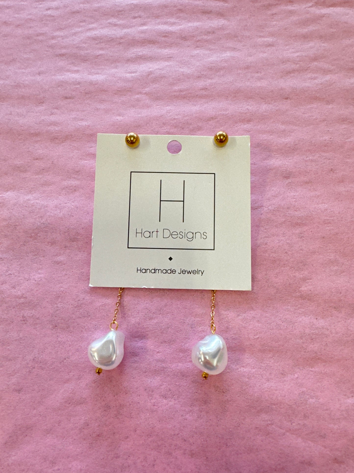 Hart Designs Dangle Gold & Pearl Earrings