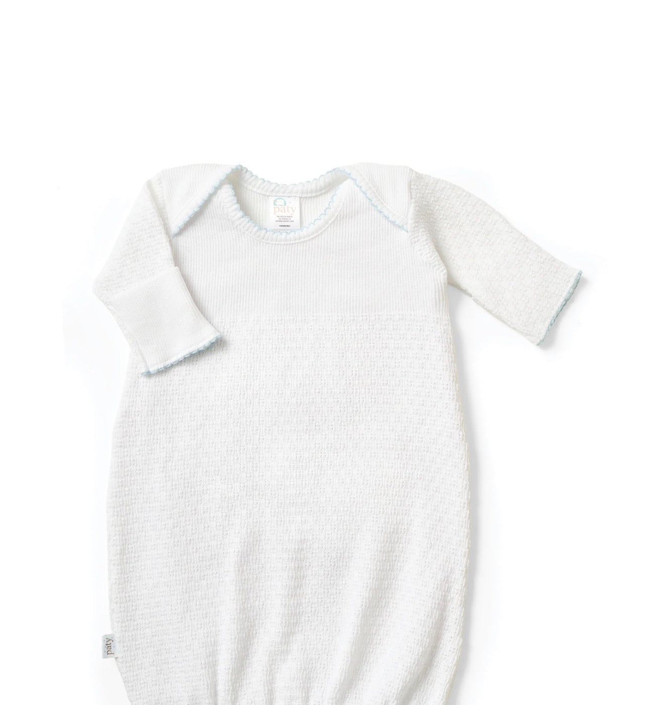 PATY Knit Gown White/Blue Trim