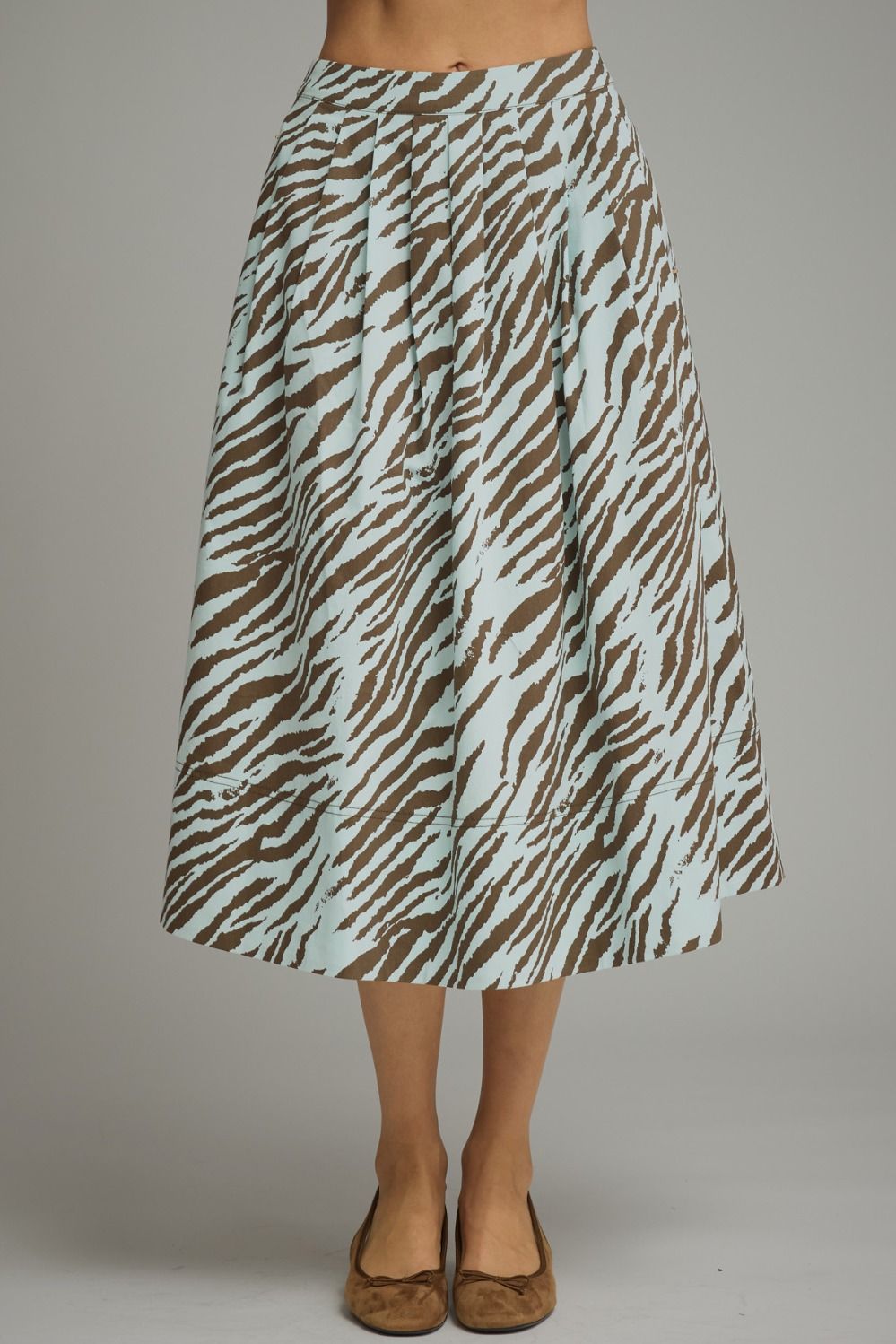 Brown & Blue Zebra Print Skirt