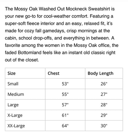 Mossy Oak Licensed Mock Neck Sweatshirt * estimated arrival NOVEMBER