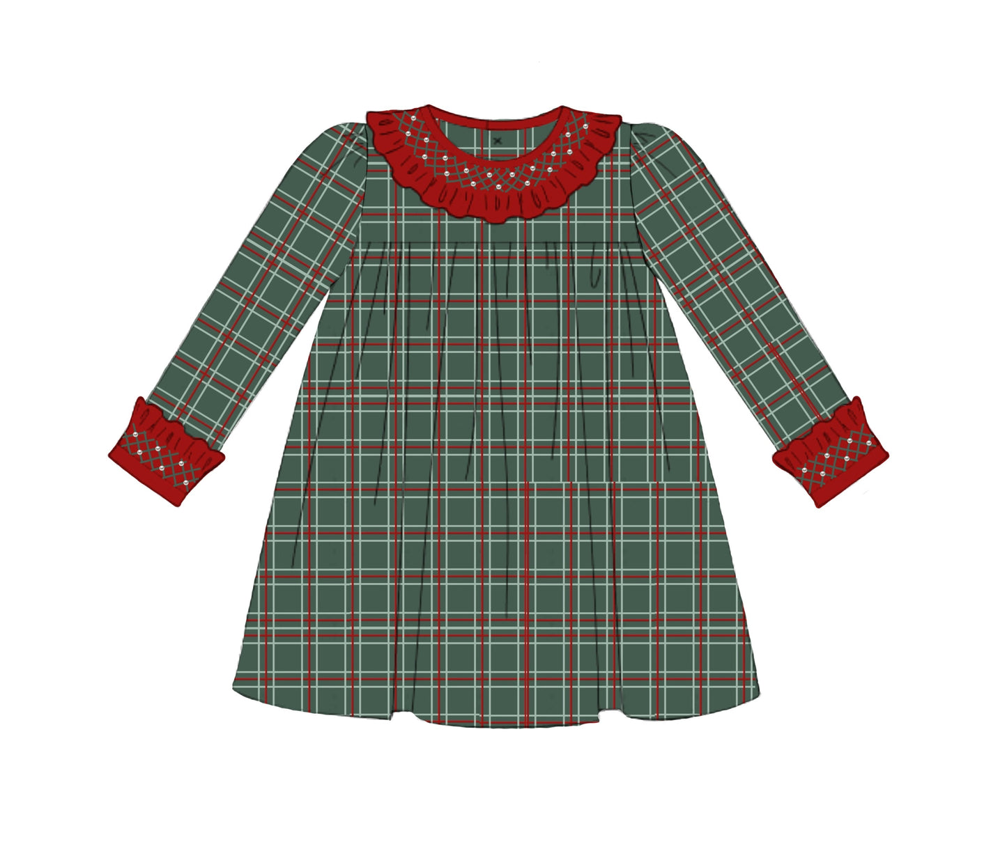PO92 Plaid & Pearls Dress
