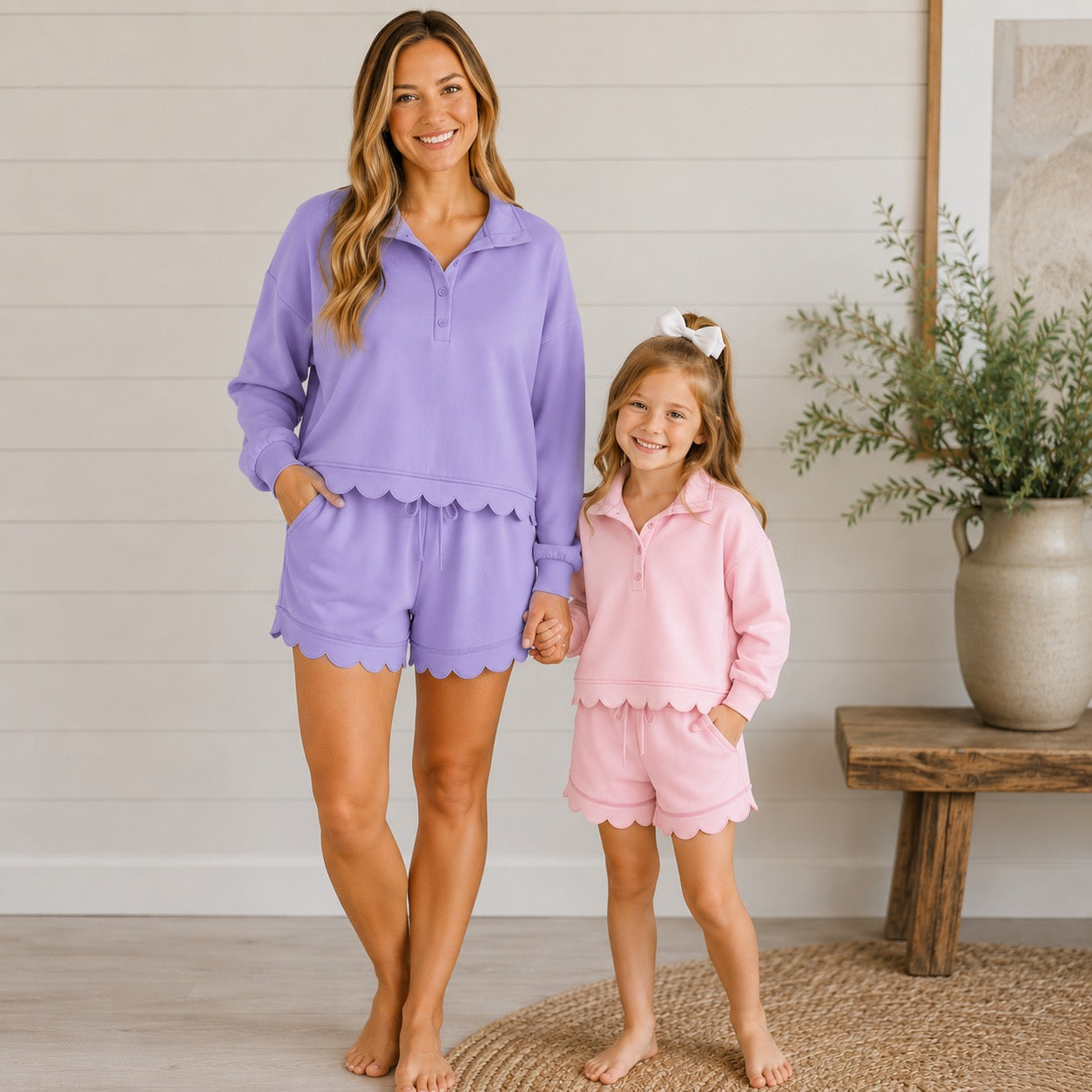 Mom & Me Pink Scalloped Sweatshirt Set - ETA NOVEMBER
