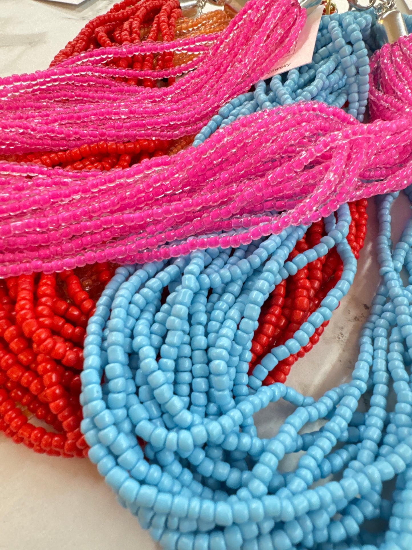 HD BLUE BEAD MULTI STRAND NECKLACE