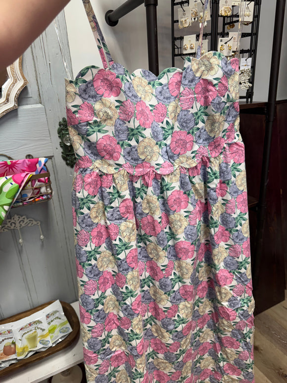 Pink floral midi