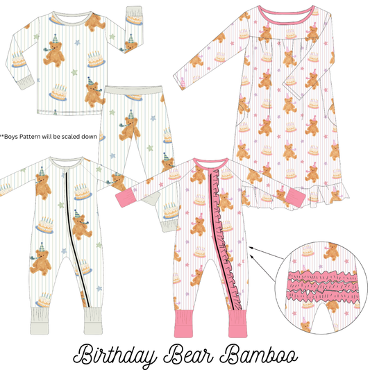 Blue Birthday Bear Bamboo