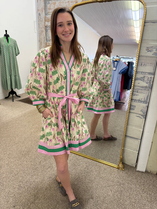 Floral print sleeve mini dress