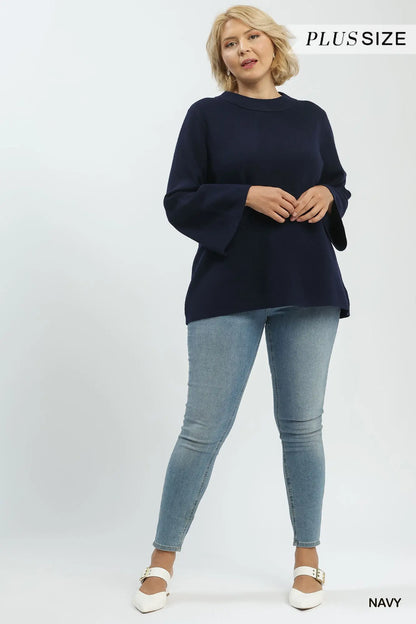 Mock Neck Knit Sweater Plus