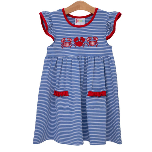 Jellybean Summer - Coastal Crab Ruffle Pocket Dress