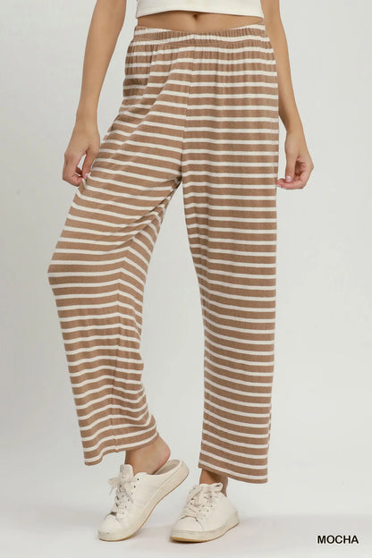 Railey Striped Fuzzy Pants - Mocha