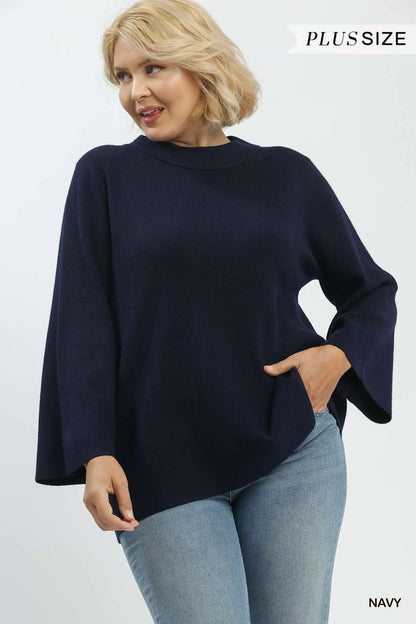 Mock Neck Knit Sweater Plus