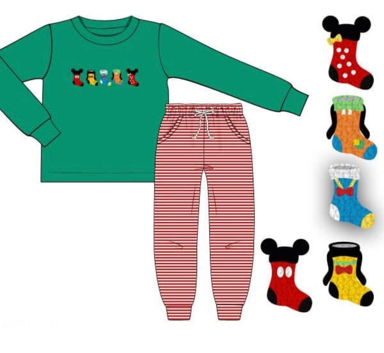 PO92 French Knot Stockings & Ornaments Jogger Set