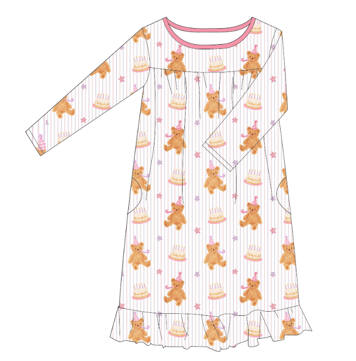 Pink Birthday Bear Bamboo
