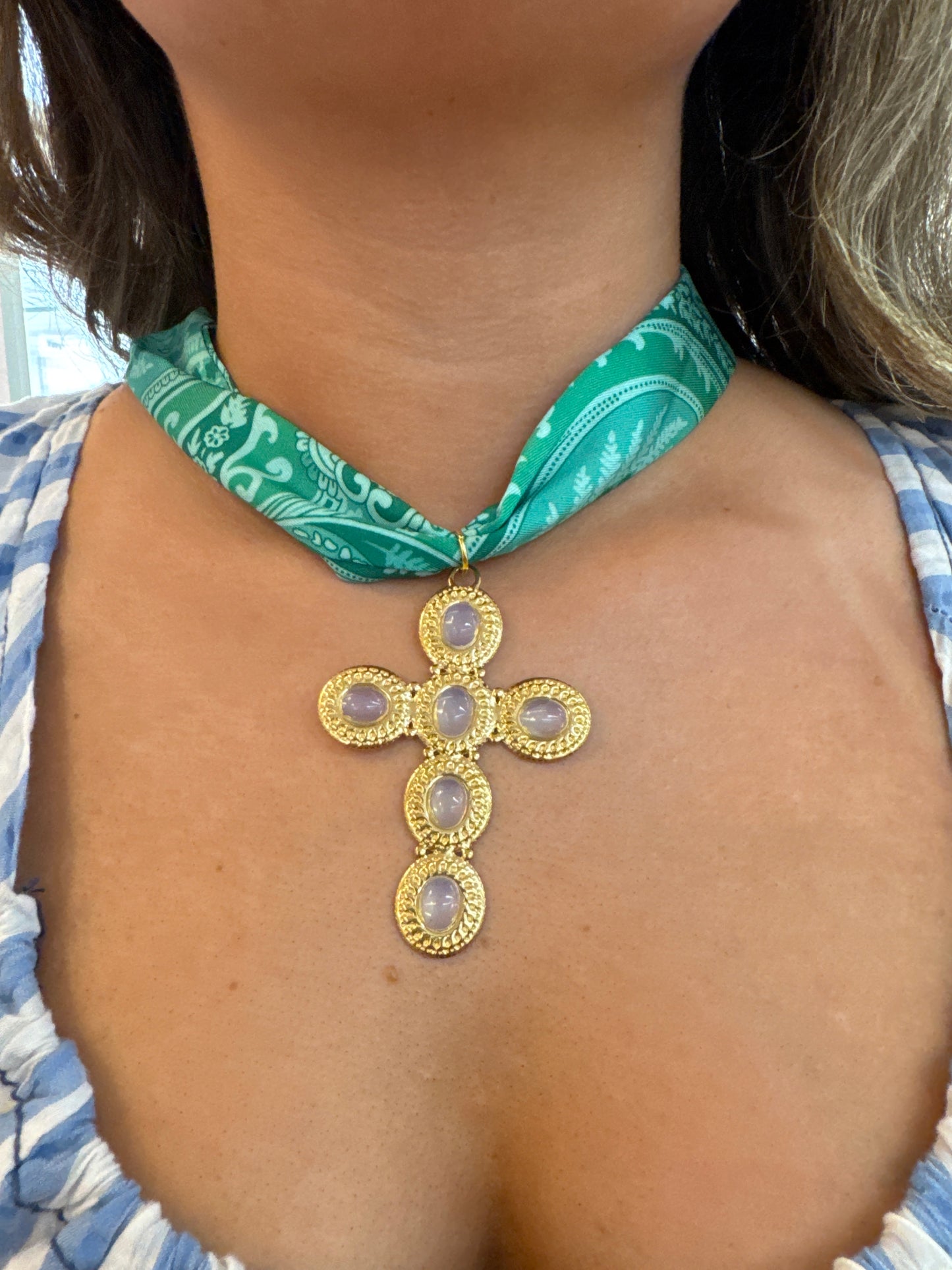 Hart Designs Green Cross Scarf Necklaces