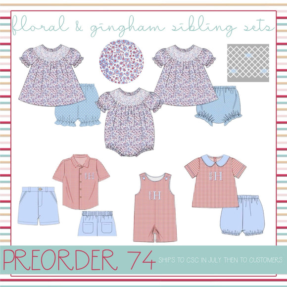 PO74 Floral & Gingham Sibling Sets