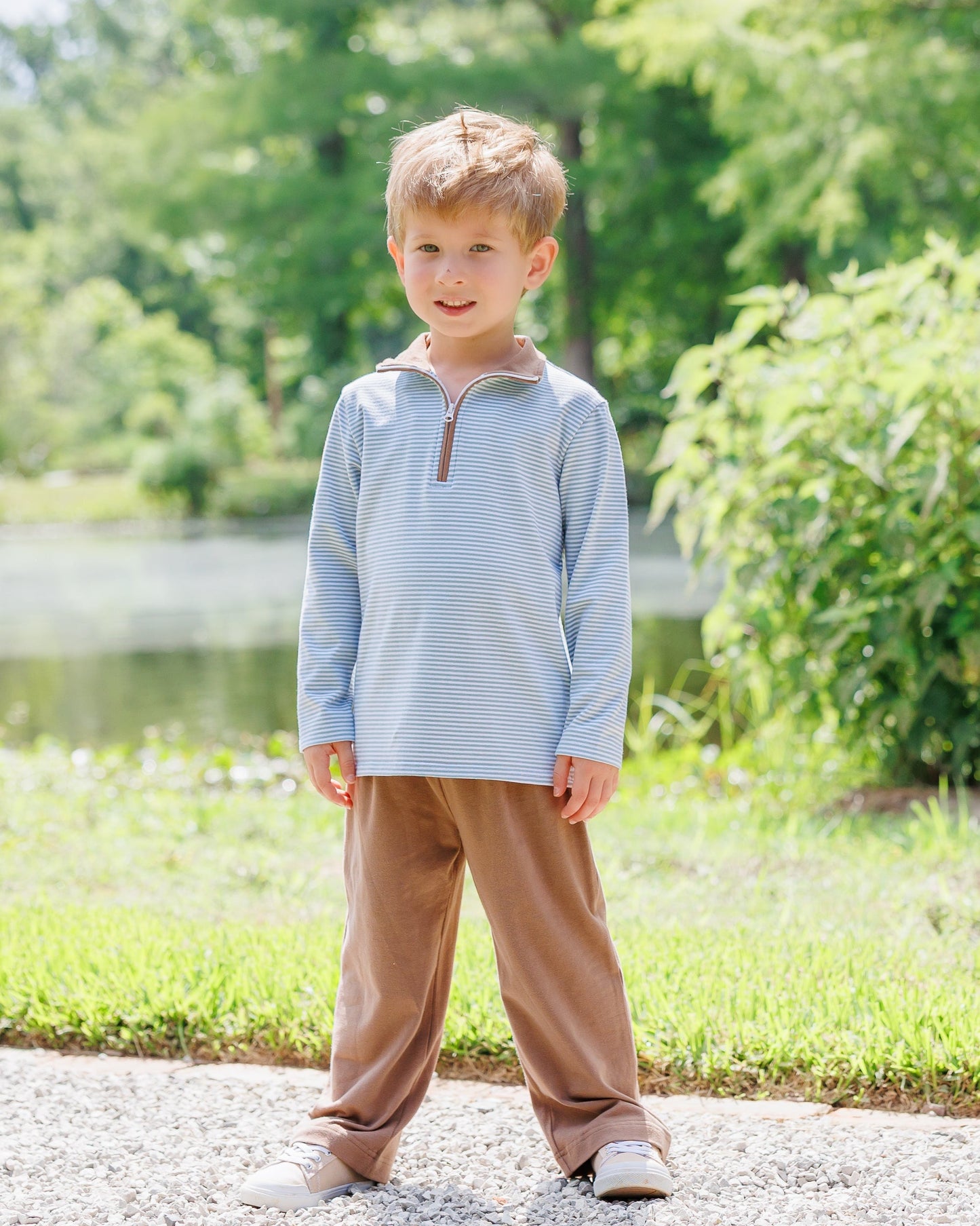 Jellybean Fall - Evan Pullover Dusty Sage Stripe